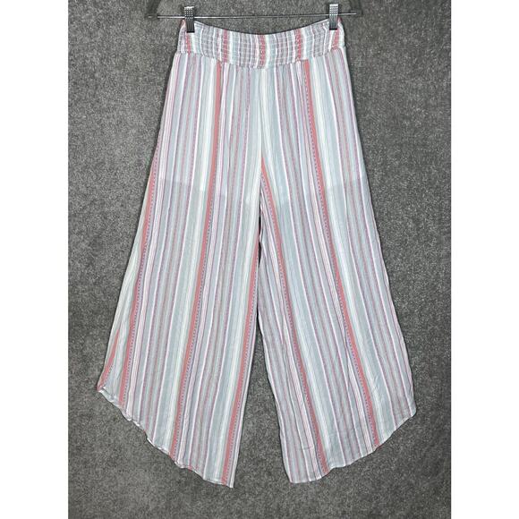 Mi Ami Kelly Striped Wide Leg Asymmetrical Hem Pants Womens Size Medium Rayon - Picture 2 of 9